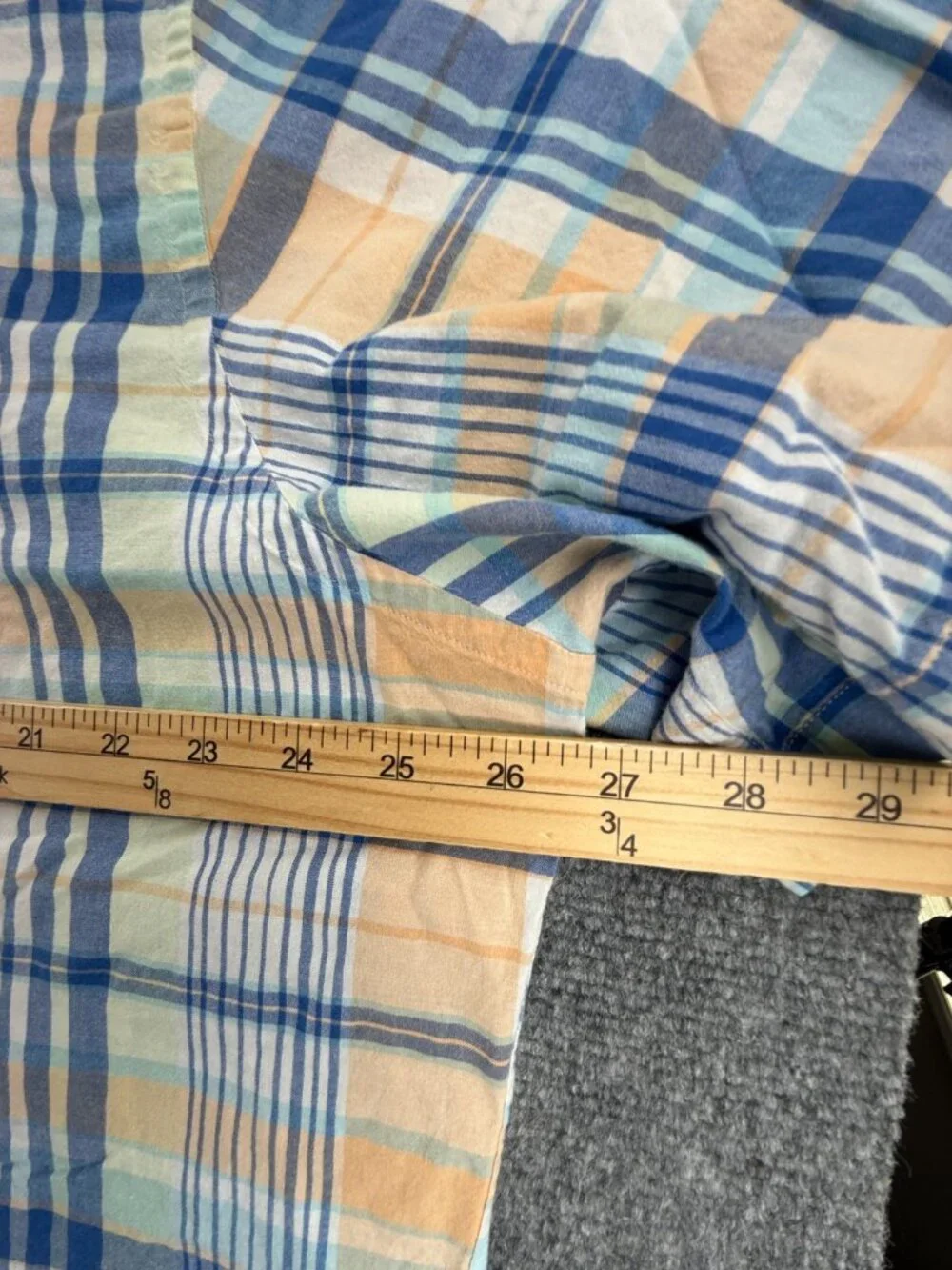Brooks Brothers Beige Blue Plaid Button-Down 2XL Short Sleeve Regent Cotton Mens